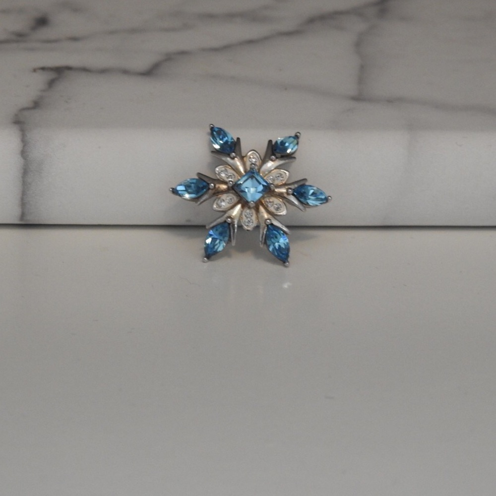 Blue and Silver Snowflake Pendant
